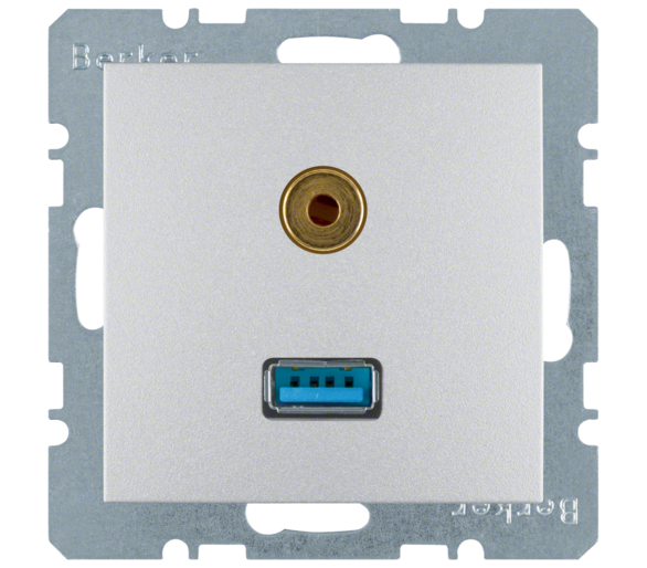 Gniazdo USB / Audio 3,5 mm aluminium mat Berker B.Kwadrat/B.3/B.7 3315391404