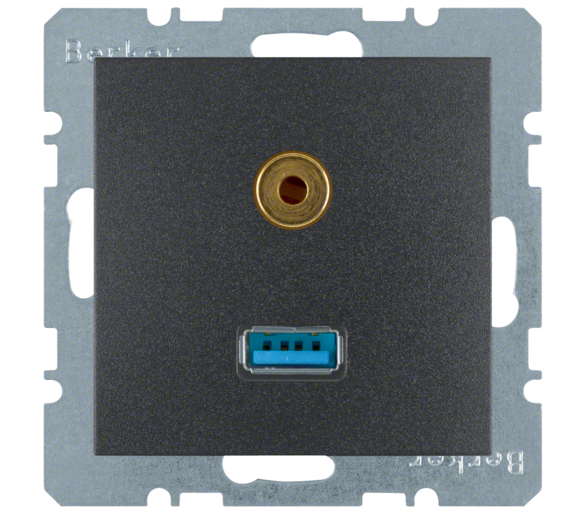 Gniazdo USB / Audio 3,5 mm antracyt mat Berker B.Kwadrat/B.3/B.7 3315391606