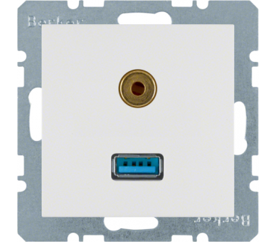 Gniazdo USB / Audio 3,5 mm biały mat Berker B.Kwadrat/B.3/B.7 3315391909