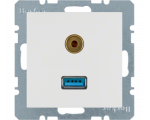 Gniazdo USB / Audio 3,5 mm biały mat Berker B.Kwadrat/B.3/B.7 3315391909