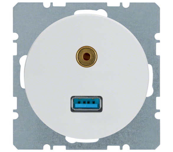 R.1/R.3 Gniazdo USB/3.5 mm audio biały Berker 3315392089
