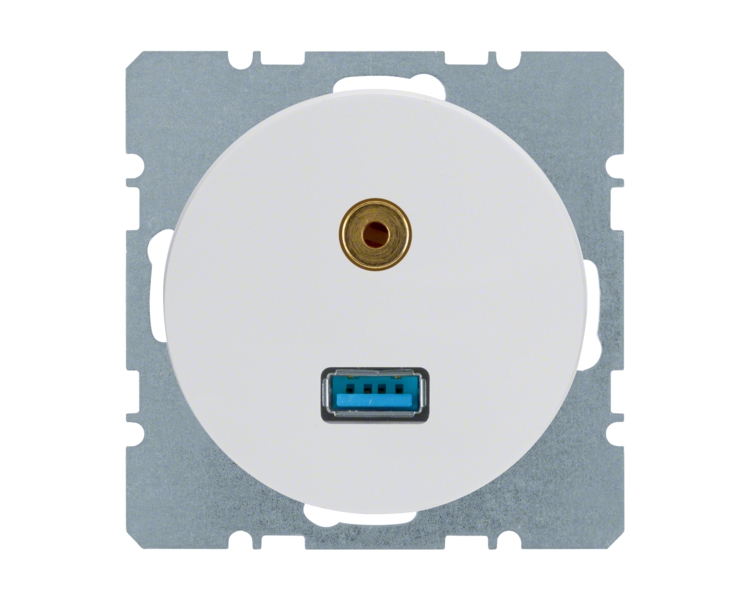 R.1/R.3 Gniazdo USB/3.5 mm audio biały Berker 3315392089