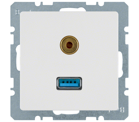 Q.x Gniazdo USB/3.5 mm audio biały, aks Berker 3315396089