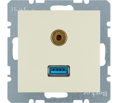 Gniazdo USB / Audio 3,5 mm kremowy połysk Berker B.Kwadrat/B.3/B.7 3315398982