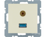 Gniazdo USB / Audio 3,5 mm kremowy połysk Berker B.Kwadrat/B.3/B.7 3315398982