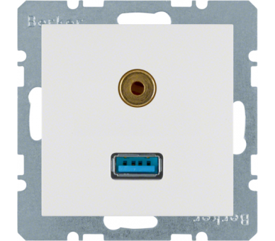 Gniazdo USB / Audio 3,5 mm biały połysk Berker B.Kwadrat/B.3/B.7 3315398989
