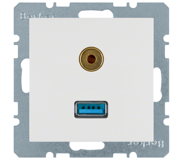 Gniazdo USB / Audio 3,5 mm biały połysk Berker B.Kwadrat/B.3/B.7 3315398989