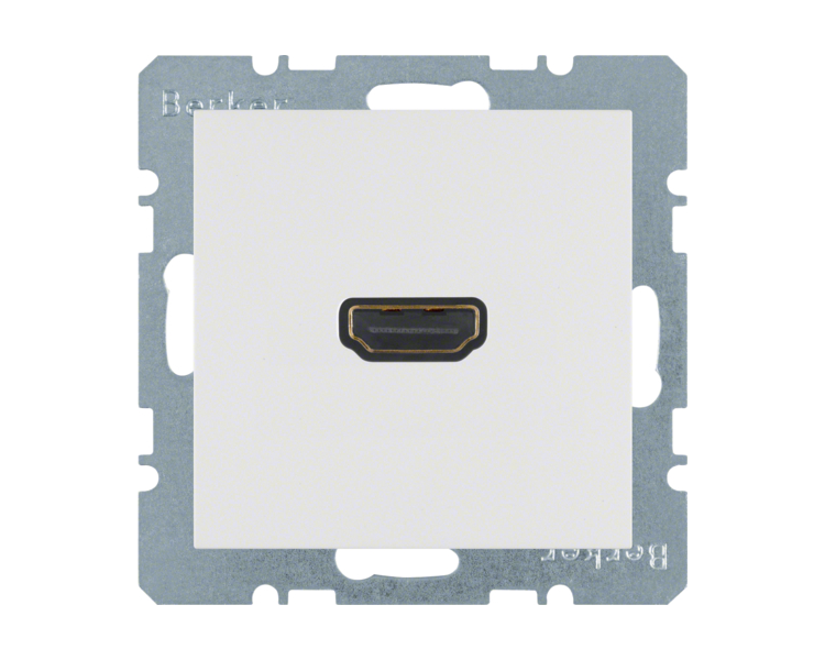 Gniazdo HDMI z przyłączem 90° biały połysk Berker B.Kwadrat/B.3/B.7 3315438989