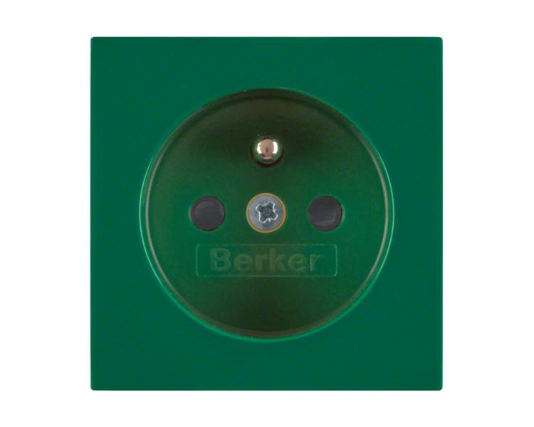 Płytka czołowa gniazda z uziemieniem i przesłonami zielony Berker B.Kwadrat/B.3/B.7 3965768963