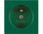 Płytka czołowa gniazda z uziemieniem i przesłonami zielony Berker B.Kwadrat/B.3/B.7 3965768963