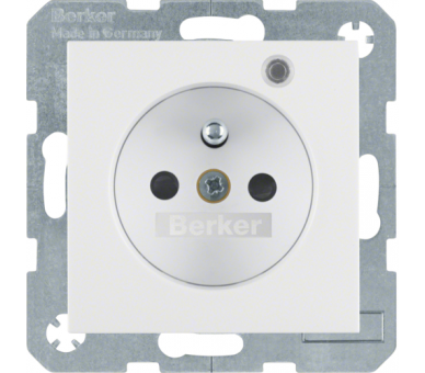 Gniazdo z uziemieniem i lampką LED biały mat Berker B.Kwadrat/B.3/B.7 6765091909