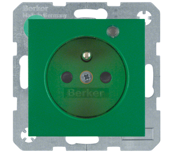 Gniazdo z uziemieniem i lampką LED zielony mat Berker B.Kwadrat/B.3/B.7 6765091913