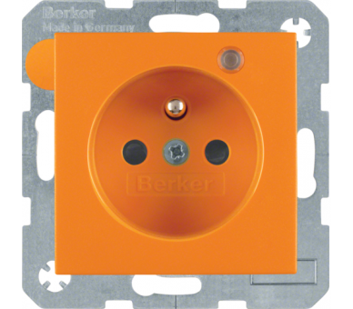 Gniazdo z uziemieniem i lampką LED pomarańczowy mat Berker B.Kwadrat/B.3/B.7 6765091914