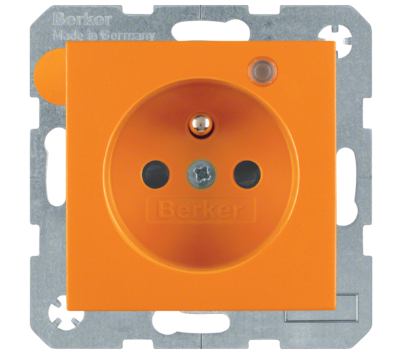 Gniazdo z uziemieniem i lampką LED pomarańczowy mat Berker B.Kwadrat/B.3/B.7 6765091914