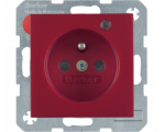 Gniazdo z uziemieniem i lampką LED czerwony mat Berker B.Kwadrat/B.3/B.7 6765091915