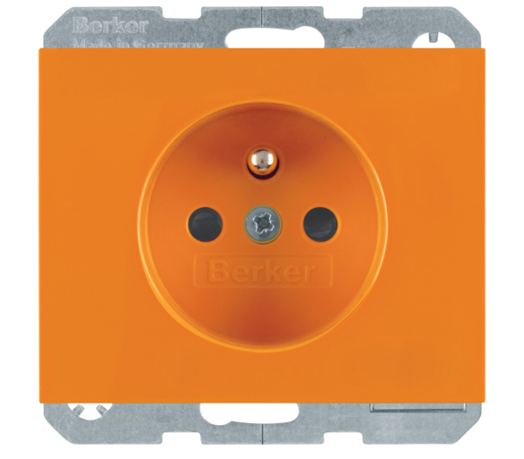 K.1 Gniazdo z uz. i LED kontrolną z podwyż. ochr. st., pomarańczowy Berker 6765097014