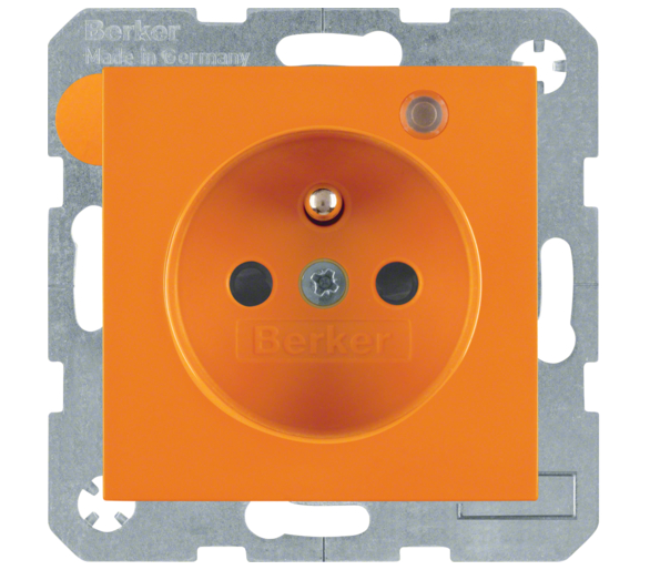 Gniazdo z uziemieniem i lampką LED pomarańczowy połysk Berker B.Kwadrat/B.3/B.7 6765098914