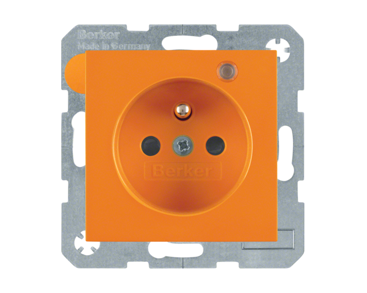 Gniazdo z uziemieniem i lampką LED pomarańczowy połysk Berker B.Kwadrat/B.3/B.7 6765098914
