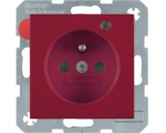 Gniazdo z uziemieniem i lampką LED czerwony połysk Berker B.Kwadrat/B.3/B.7 6765098915