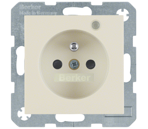 Gniazdo z uziemieniem i lampką LED kremowy połysk Berker B.Kwadrat/B.3/B.7 6765098982