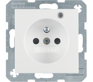 Gniazdo z uziemieniem i lampką LED biały połysk Berker B.Kwadrat/B.3/B.7 6765098989