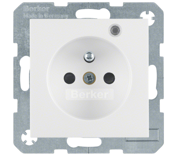Gniazdo z uziemieniem i lampką LED biały połysk Berker B.Kwadrat/B.3/B.7 6765098989