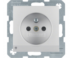 Gniazdo z uziemieniem i podświetleniem orientacyjnym LED aluminium mat Berker B.Kwadrat/B.3/B.7 6765101404