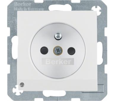 Gniazdo z uziemieniem i podświetleniem orientacyjnym LED biały mat Berker B.Kwadrat/B.3/B.7 6765101909