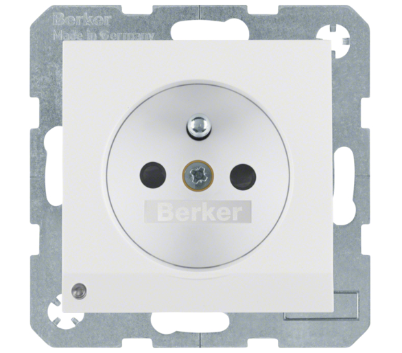 Gniazdo z uziemieniem i podświetleniem orientacyjnym LED biały połysk Berker B.Kwadrat/B.3/B.7 6765108989