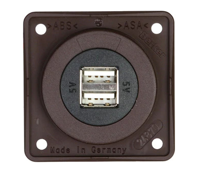 Integro Gniazdo USB ładowania podwójne, 12V, 3A brązowy mat, mechanizm czarny Berker 926022501