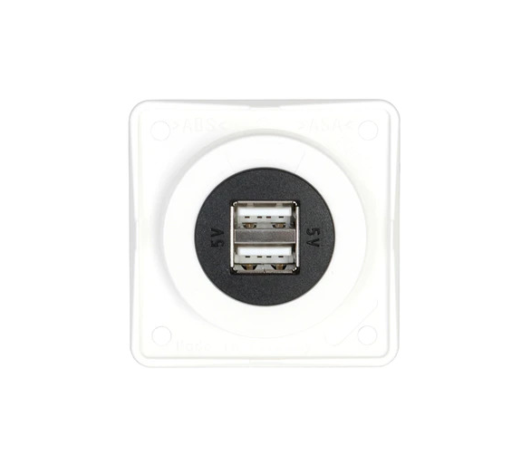 Integro Gniazdo USB ładowania podwójne, 12V, 3A biały połysk, mechanizm czarny Berker 926022509