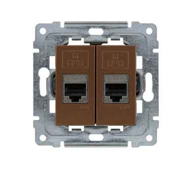 Gniazdo komputerowe podwójne 2xRJ45 kat. 6, bez ramki patyna DANTE 453068