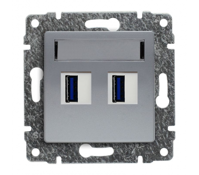 Ładowarka USB 3.0 podwójna 5V 2A, bez ramki aluminium VENA 514057