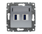 Ładowarka USB 3.0 podwójna 5V 2A, bez ramki aluminium VENA 514057