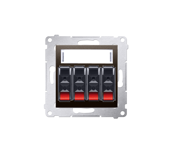 Gniazdo głośnikowe 4-krotne z polem opisowym brąz mat, metalizowany DGL34.01/46