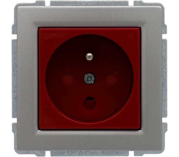 Gniazdo typu DATA czerwone, z uziemieniem i kluczem uprawniającym, bez ramki aluminium KOS66 664043