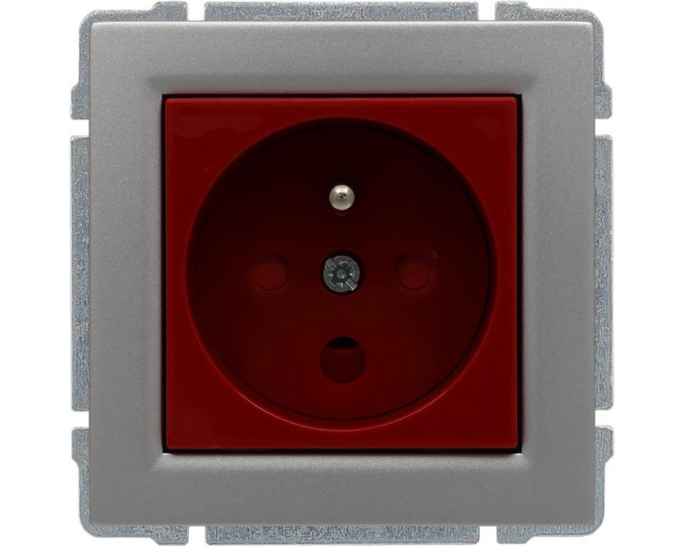 Gniazdo typu DATA czerwone, z uziemieniem i kluczem uprawniającym, bez ramki aluminium KOS66 664043