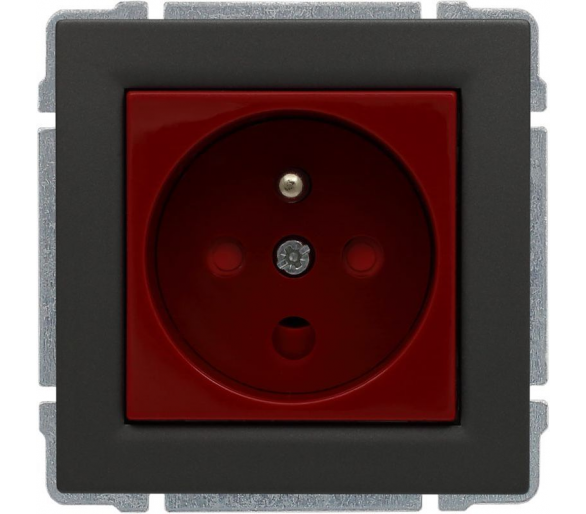 Gniazdo typu DATA czerwone, z uziemieniem i kluczem uprawniającym, bez ramki grafit KOS66 666043