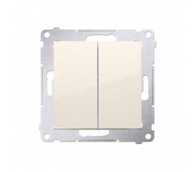 Łącznik schodowy podwójny z podświetleniem LED bez piktogramu (moduł) 10AX 250V, zaciski śrubowe, kremowy DW6/2L.01/X/41
