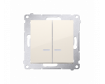 Łącznik krzyżowy podwójny z podświetleniem LED bez piktogramu (moduł) 10AX 250V, szybkozłącza, kremowy DW7/2L.01/X/41