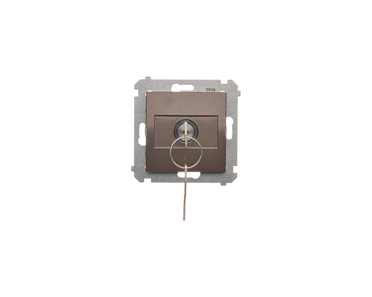 Łącznik na kluczyk chwilowy (przycisk) 2 pozycyjny „0-I” (moduł) 5A 250V, do lutowania, brąz mat DP1K.01/46
