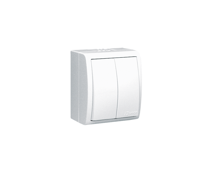 Łącznik schodowy podwójny z podświetleniem bryzgoszczelny biały 10AX AQW6/2L/X/11