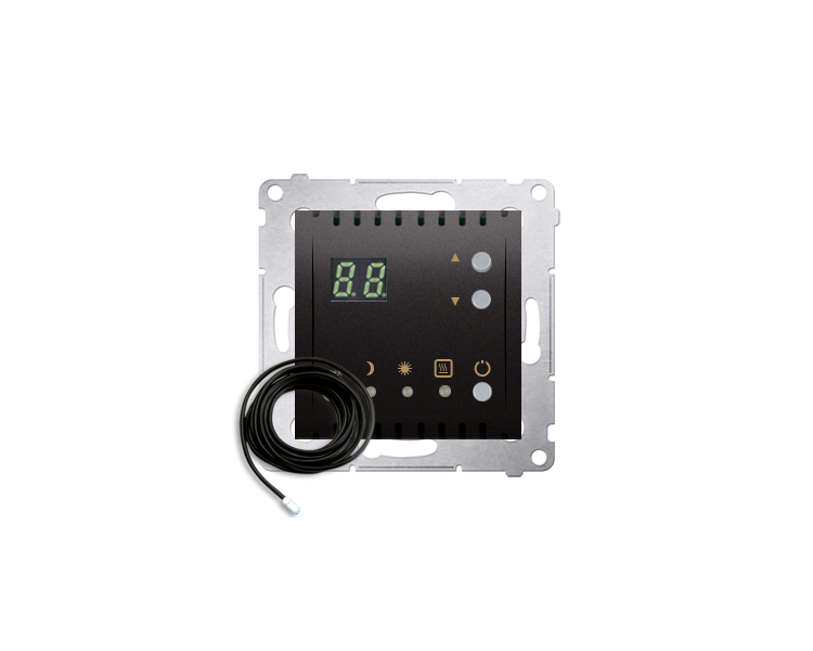 Regulator temperatury z wyświetlaczem z czujnikiem zewnętrznym (moduł) 16(2) A, 230V, czarny  W komplecie czujnik zewnętrzny (so