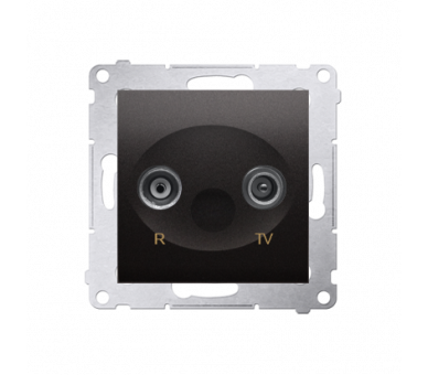 Gniazdo antenowe R-TV przelotowe (moduł), tłumienie TV i R  10 dB, czarny DAP10.01/49