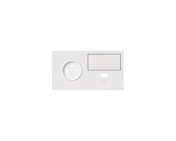 Panel 2-krotny 1 gniazdo + 1 klawisz + 1 ładowarka USB (lewa strona), biały mat 10020225-230 Simon100