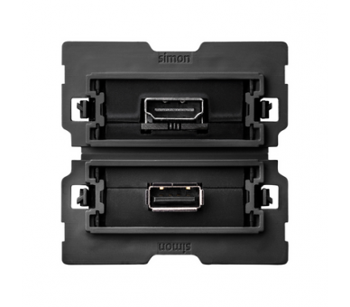 Gniazdo HDMI, v 1.4 żeńskie + USB, 2.0, typ A żeńskie (mechanizm, bez ramki montażowej) 10000563-039 Simon100