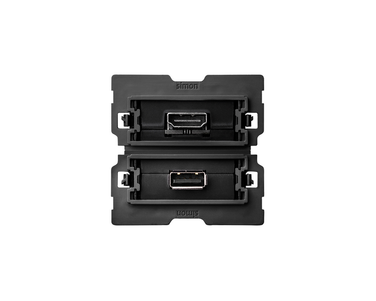 Gniazdo HDMI, v 1.4 żeńskie + USB, 2.0, typ A żeńskie (mechanizm, bez ramki montażowej) 10000563-039 Simon100