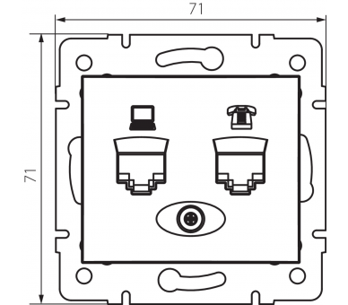 Gniazdo komputerowo-telefoniczne (RJ45 Cat 5e+RJ11) DOMO grafitowe