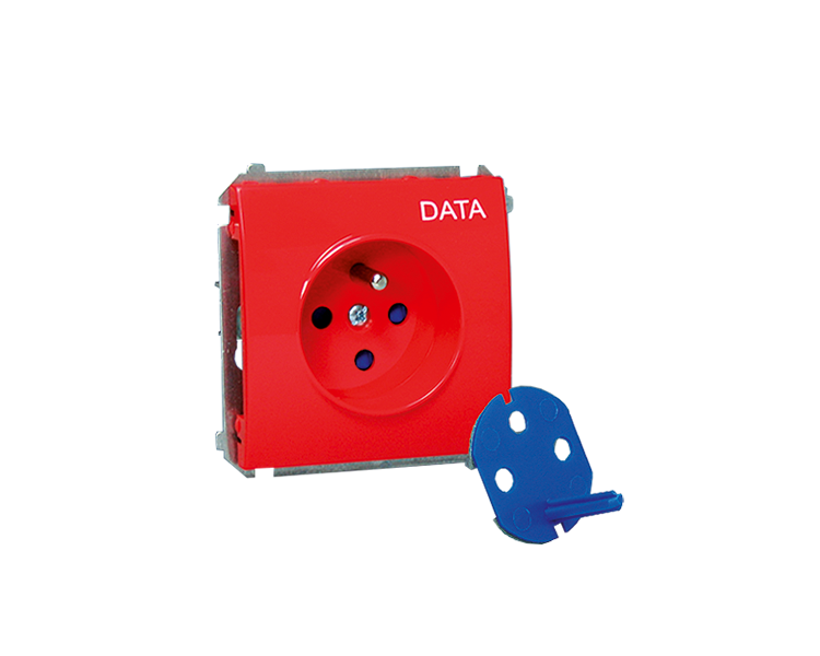 Gniazdo wtyczkowe pojedyncze DATA z kluczem uprawniającym 16A czerwony MGD1.01/22