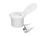 Gniazdo meblowe z przelotką kablową, ładowarką indukcyjną, przewód 1,8m, gniazdo z uziemieniem + 2x USB, białe